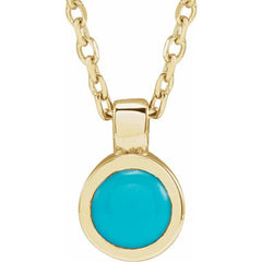 14K Yellow Gold Natural Turquoise Bezel-Set 16-18" Necklace