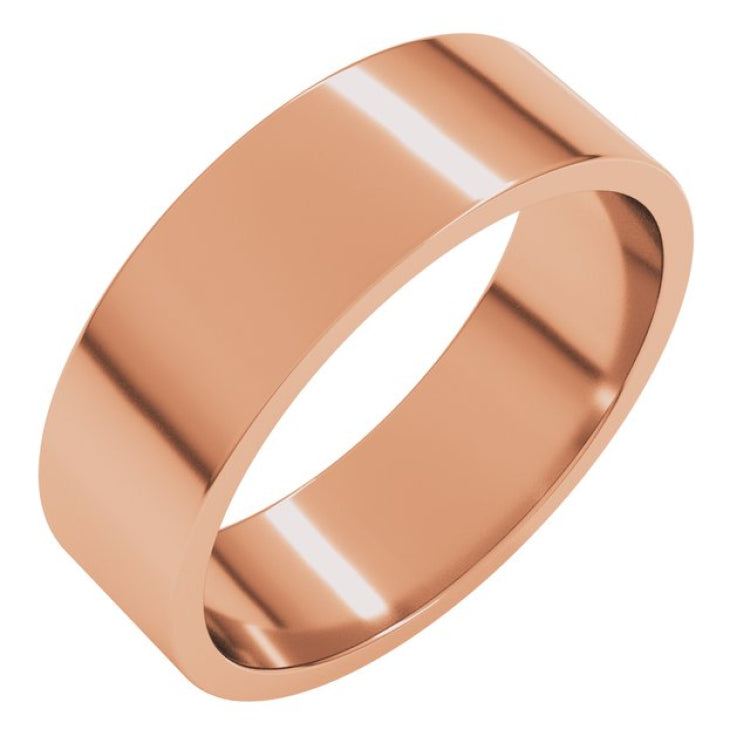 14K Rose Gold 6 mm Flat Band Size 7