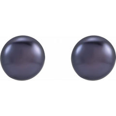 14K Yellow Gold 3.5-4 mm Cultured Black Freshwater Button Pearl Earrings