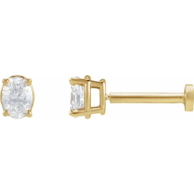 14K Yellow Gold 1/6 CT Natural Diamond Earring