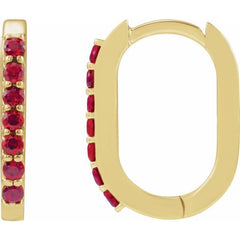 14K Yellow Gold Lab-Grown Ruby 14 mm Hoop Earrings