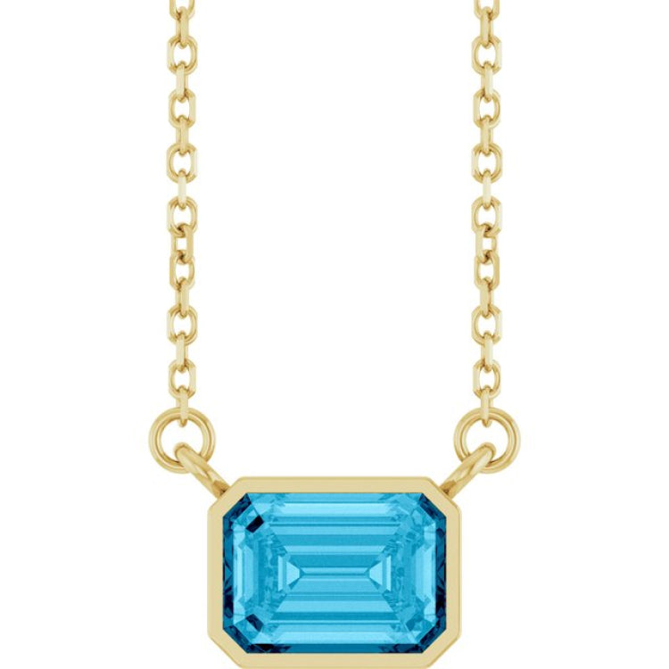 14K Yellow Gold Natural Aquamarine 18" Necklace