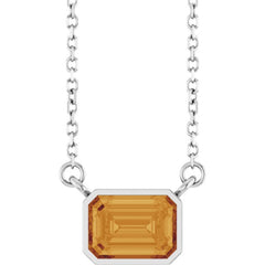Sterling Silver Natural Citrine 18" Necklace