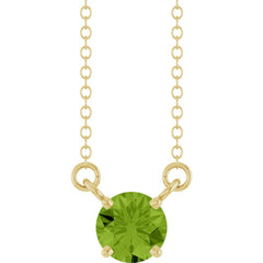 14K Yellow Gold Natural Peridot Solitaire 18" Necklace