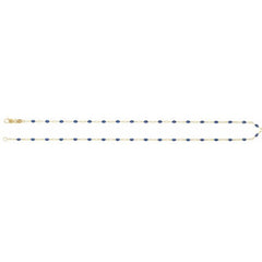 14K Yellow Gold-Filled 1.6 mm Blue Enamel Bead Paperclip-Style 16" Chain