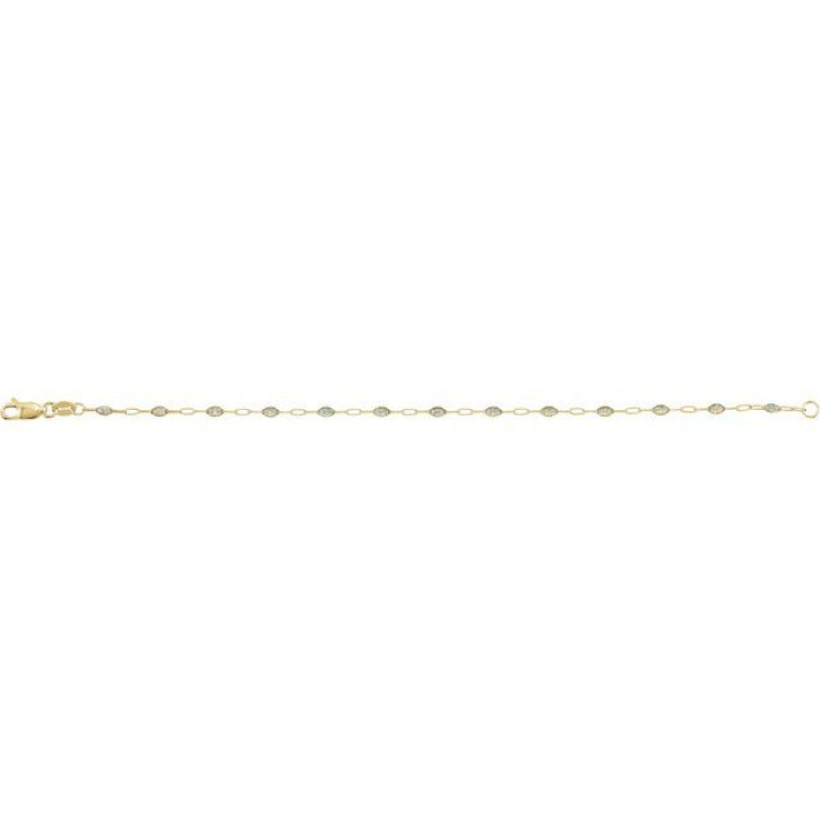 14K Yellow Gold-Filled 1.6 mm Multi-Color Enamel Bead Paperclip-Style 7" Chain
