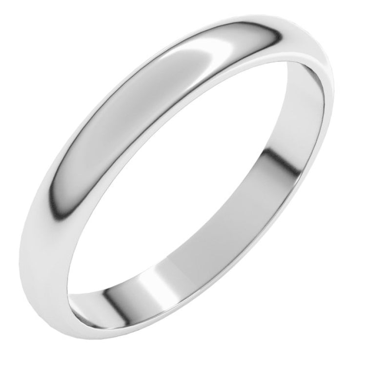 14K White Gold 3 mm Half Round Band Size 12