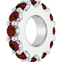 14K White Gold Natural Mozambique Garnet Spacer Charm/Pendant