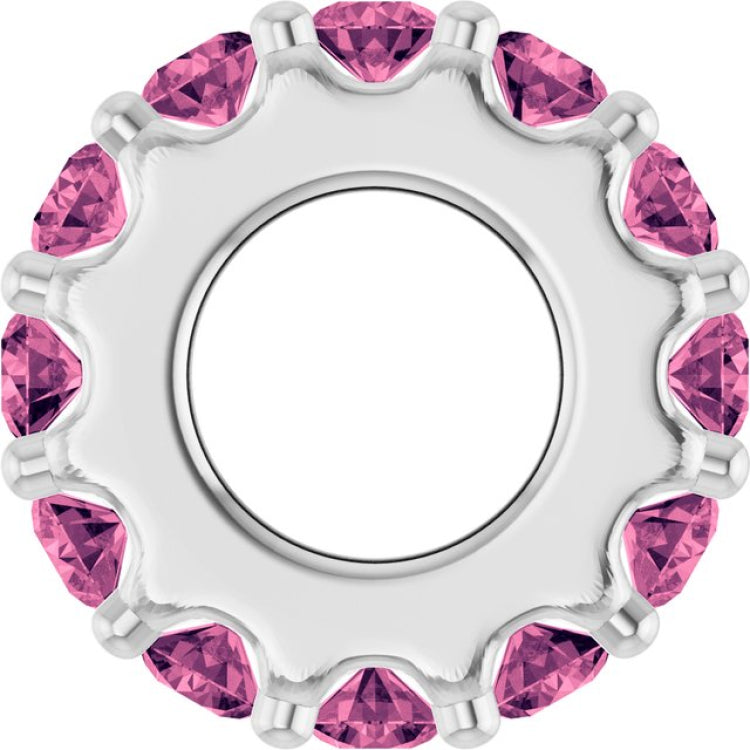 Sterling Silver Natural Pink Tourmaline Spacer Charm/Pendant
