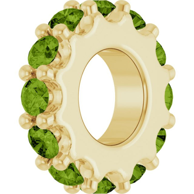 14K Yellow Gold Natural Peridot Spacer Charm/Pendant