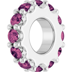 14K White Gold Natural Pink Tourmaline Spacer Charm/Pendant