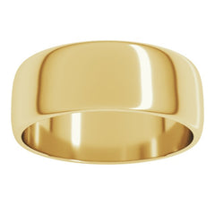 14K Yellow Gold 7 mm Lightweight Half Round Band Size 10