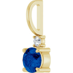 14K Yellow Gold Natural Blue Sapphire & .03 CT Natural Diamond Charm/Pendant