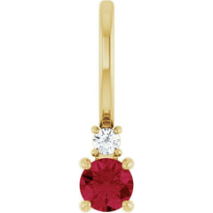 14K Yellow Gold Lab-Grown Ruby & .02 CT Natural Diamond Charm/Pendant