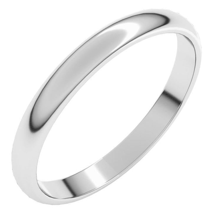 14K White Gold 2.5 mm Lightweight Half Round Band Size 7