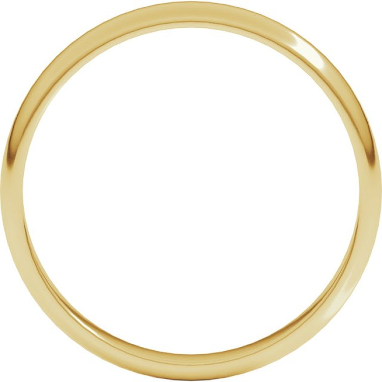 10K Yellow Gold 3 mm Lightweight Half Round Band Size 5