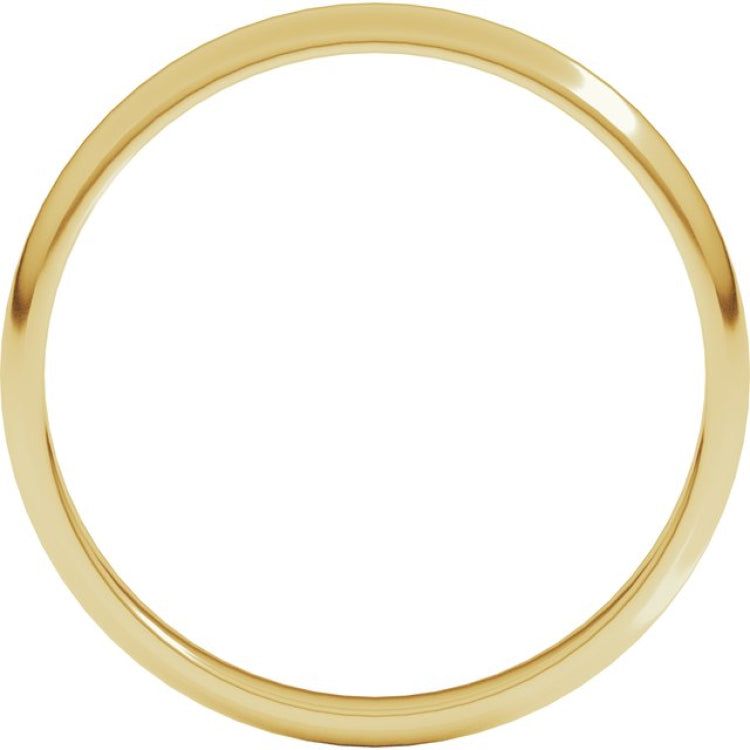 18K Yellow Gold 2.5 mm Lightweight Half Round Band Size 9