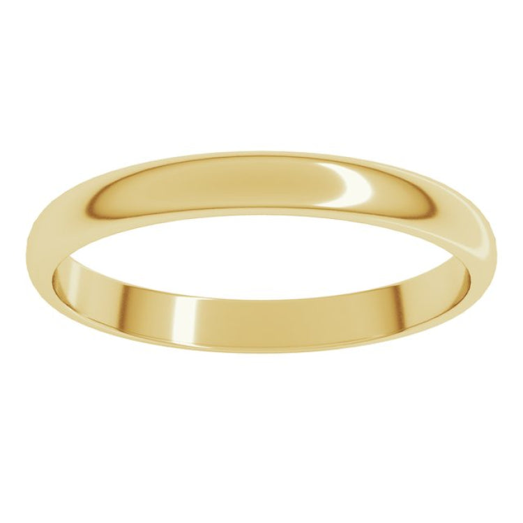 18K Yellow Gold 2.5 mm Lightweight Half Round Band Size 9