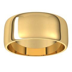 14K Yellow Gold 8 mm Lightweight Half Round Band Size 14