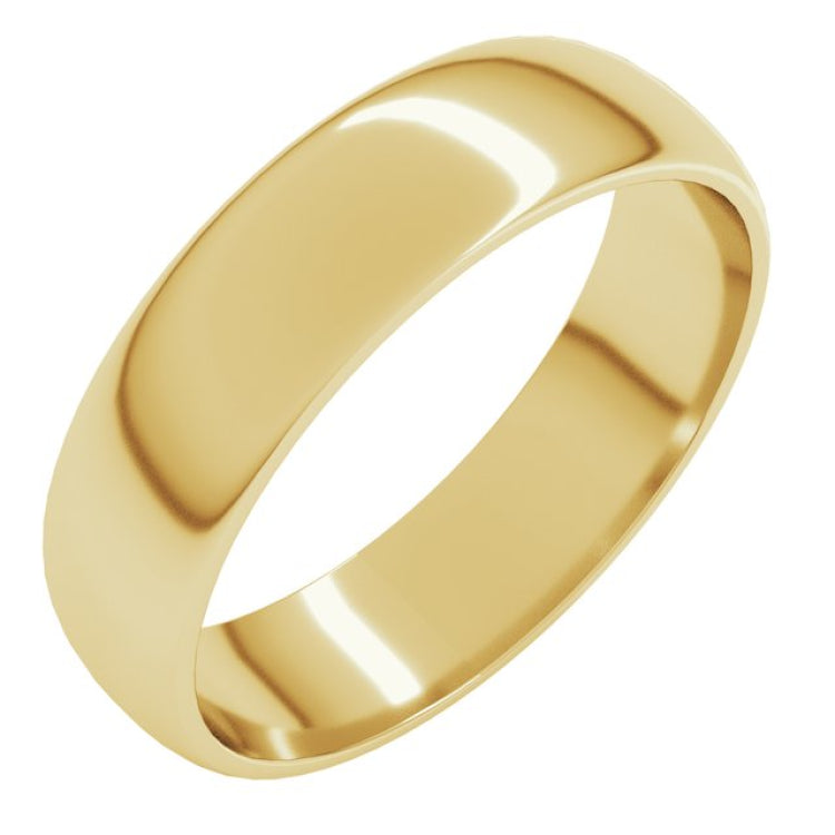 14K Yellow Gold 5 mm Lightweight Half Round Band Size 13