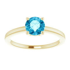 14K Yellow Gold Natural Aquamarine Solitaire Ring
