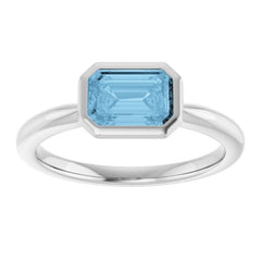10K White Gold Natural Sky Blue Topaz Solitaire Ring