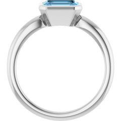 Sterling Silver Natural Sky Blue Topaz Solitaire Ring