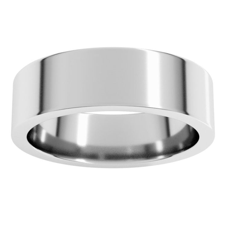 14K White Gold 6 mm Comfort-Fit Flat Band Size 8