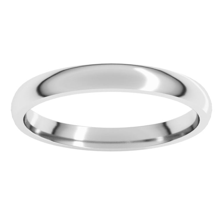 Platinum 2.5 mm Lightweight Comfort-Fit Half Round Band Size 5