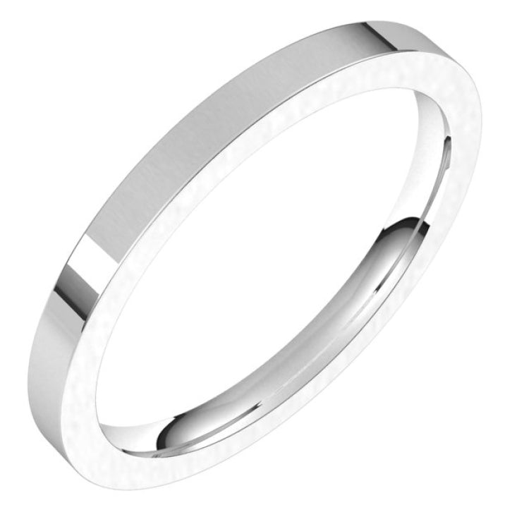 14K White Gold 2 mm Comfort-Fit Flat Band Size 6
