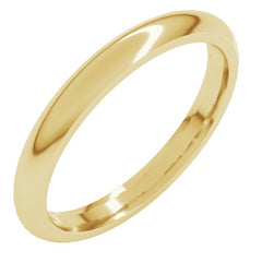 14K Yellow Gold 2.5 mm Comfort-Fit Half Round Band Size 6.5