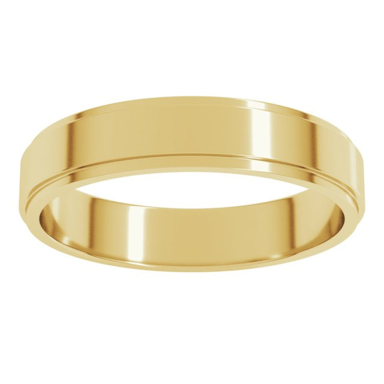 14K Yellow Gold 4 mm Stepped-Edge Flat Band Size 10