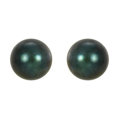 14K White Gold  5 mm Cultured Black Akoya Pearl Earrings