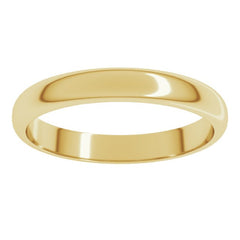 14K Yellow Gold 3 mm Half Round Band Size 8