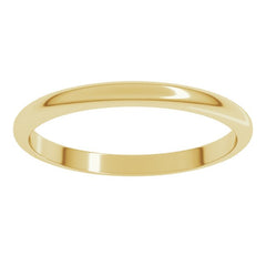 18K Yellow Gold 2 mm Half Round Band Size 8