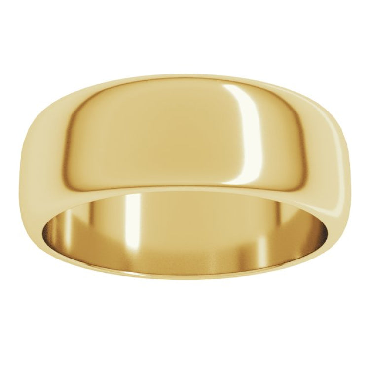 10K Yellow Gold 7 mm Half Round Band Size 12