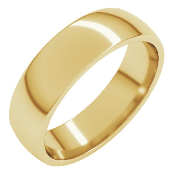 14K Yellow Gold 5.5 mm Lightweight Comfort-Fit Half Round Band Size 10