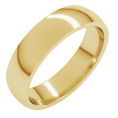 10K Yellow Gold 5 mm Lightweight Comfort-Fit Half Round Band Size 11.5
