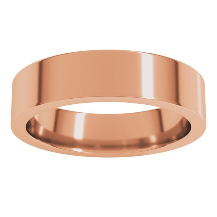 14K Rose Gold 5 mm Comfort-Fit Flat Band Size 7