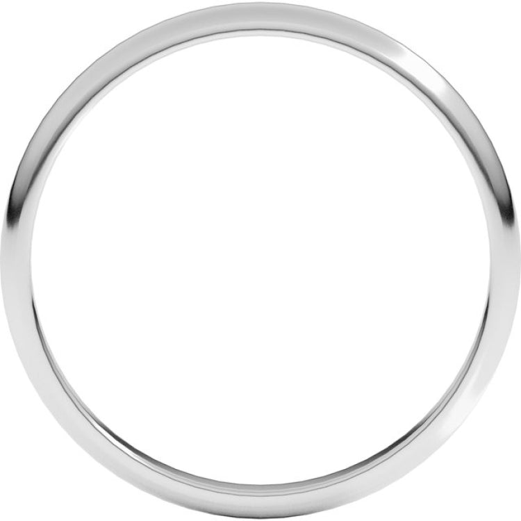 14K White Gold 2 mm Lightweight Half Round Band Size 7