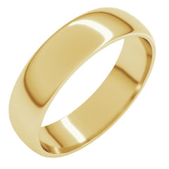 10K Yellow Gold 5 mm Lightweight Half Round Band Size 11.5