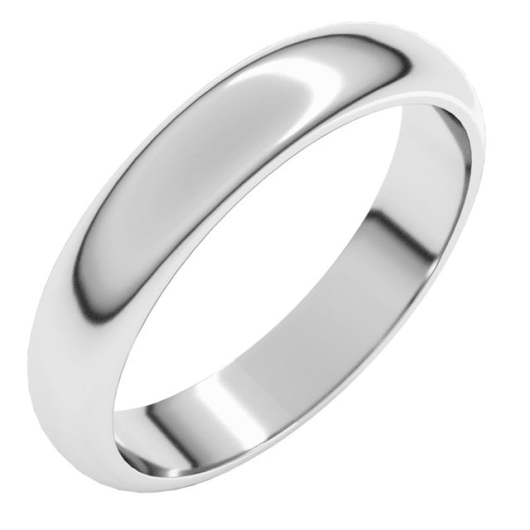 14K White Gold 4 mm Half Round Band Size 8.5