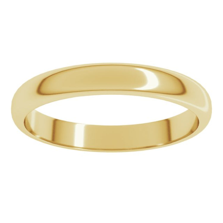 10K Yellow Gold 3 mm Half Round Band Size 6.5