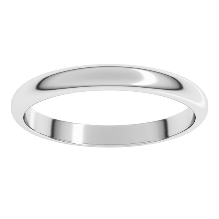 Platinum 2.5 mm Half Round Band Size 8.5