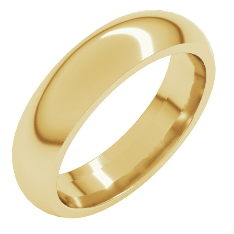 14K Yellow Gold 5 mm Comfort-Fit Half Round Band Size 15.5
