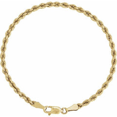 14K Yellow Gold 3 mm Rope 7" Chain