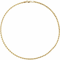 14K Yellow Gold 3 mm Rope 16" Chain