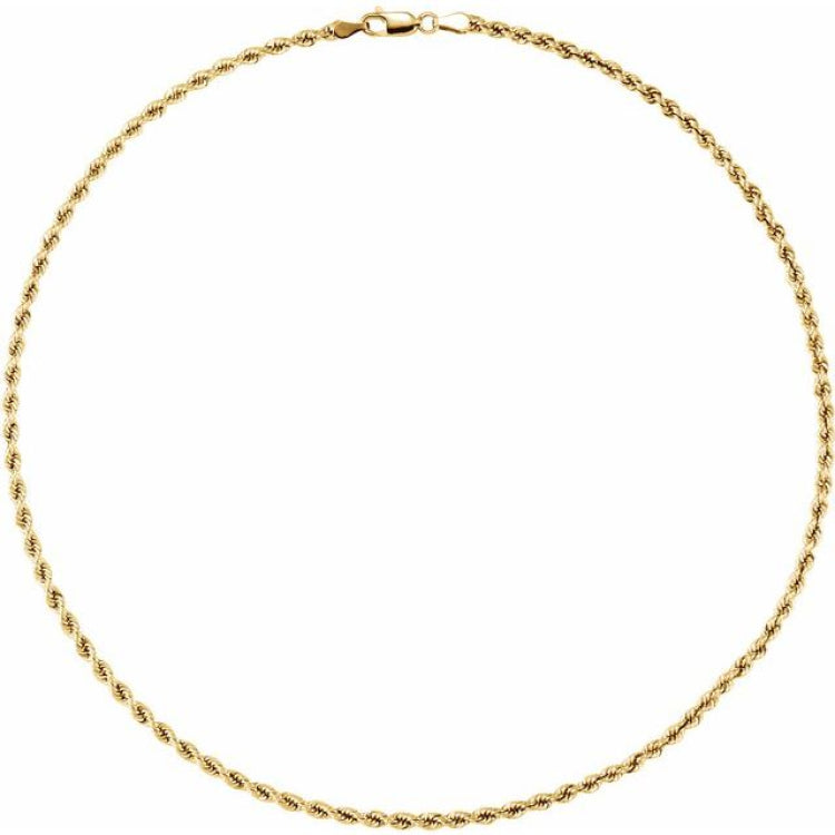 14K Yellow Gold 3 mm Rope 18" Chain