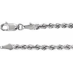 14K White Gold 3 mm Rope 16" Chain