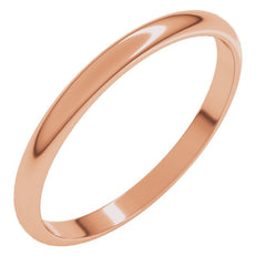 14K Rose Gold 2 mm Lightweight Half Round Band Size 6